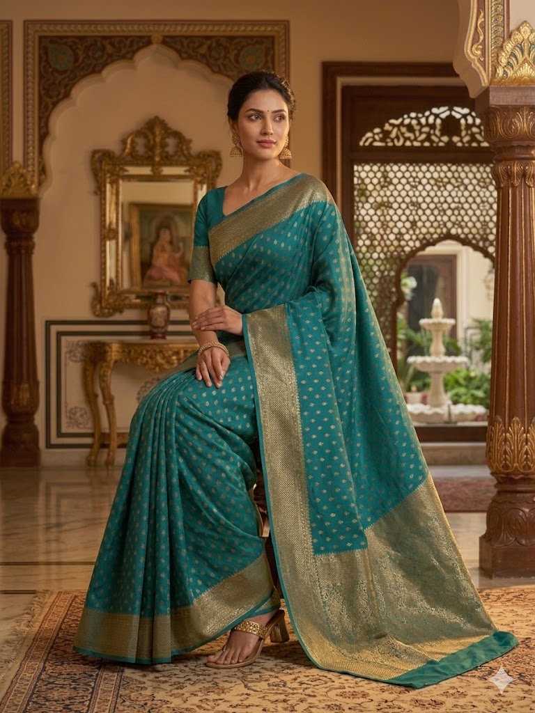 Midnight Ocean Heritage Saree