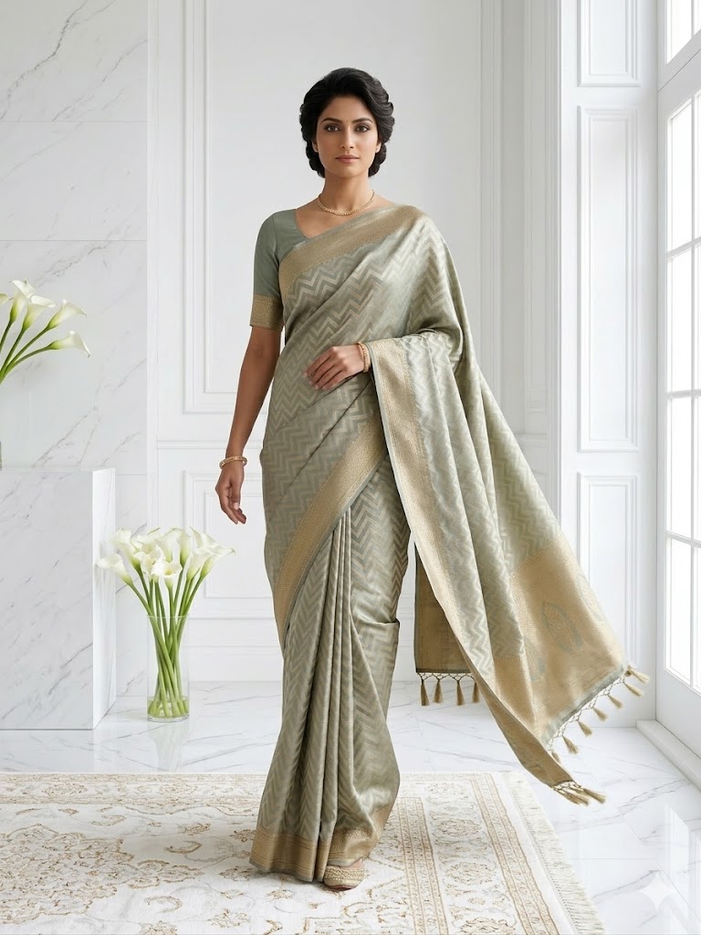 Pistachio Banarasi Silk Saree