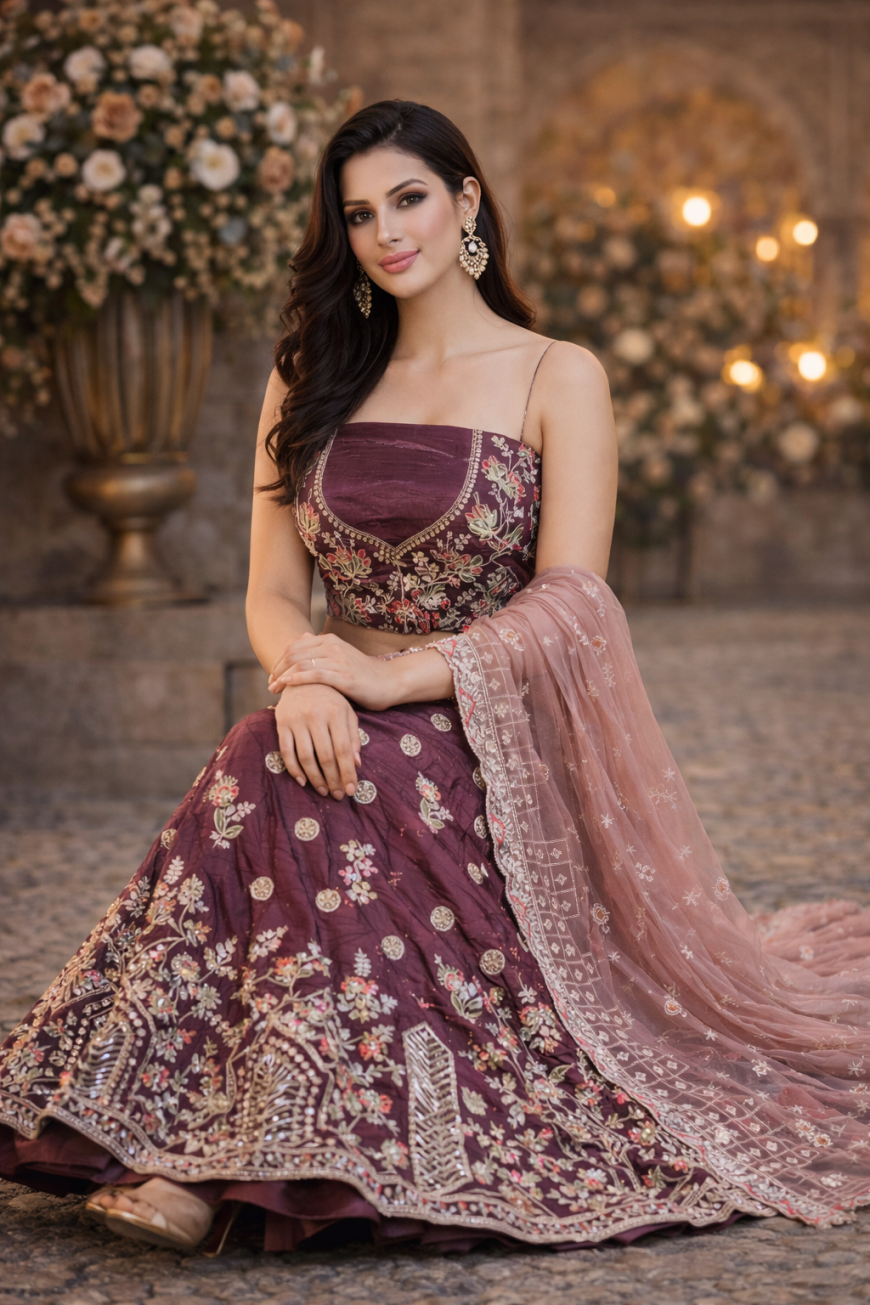 The Mulberry Contrast Lehenga.