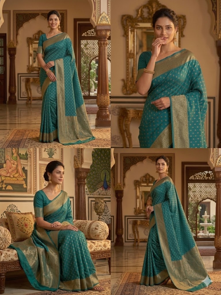 Midnight Ocean Heritage Saree