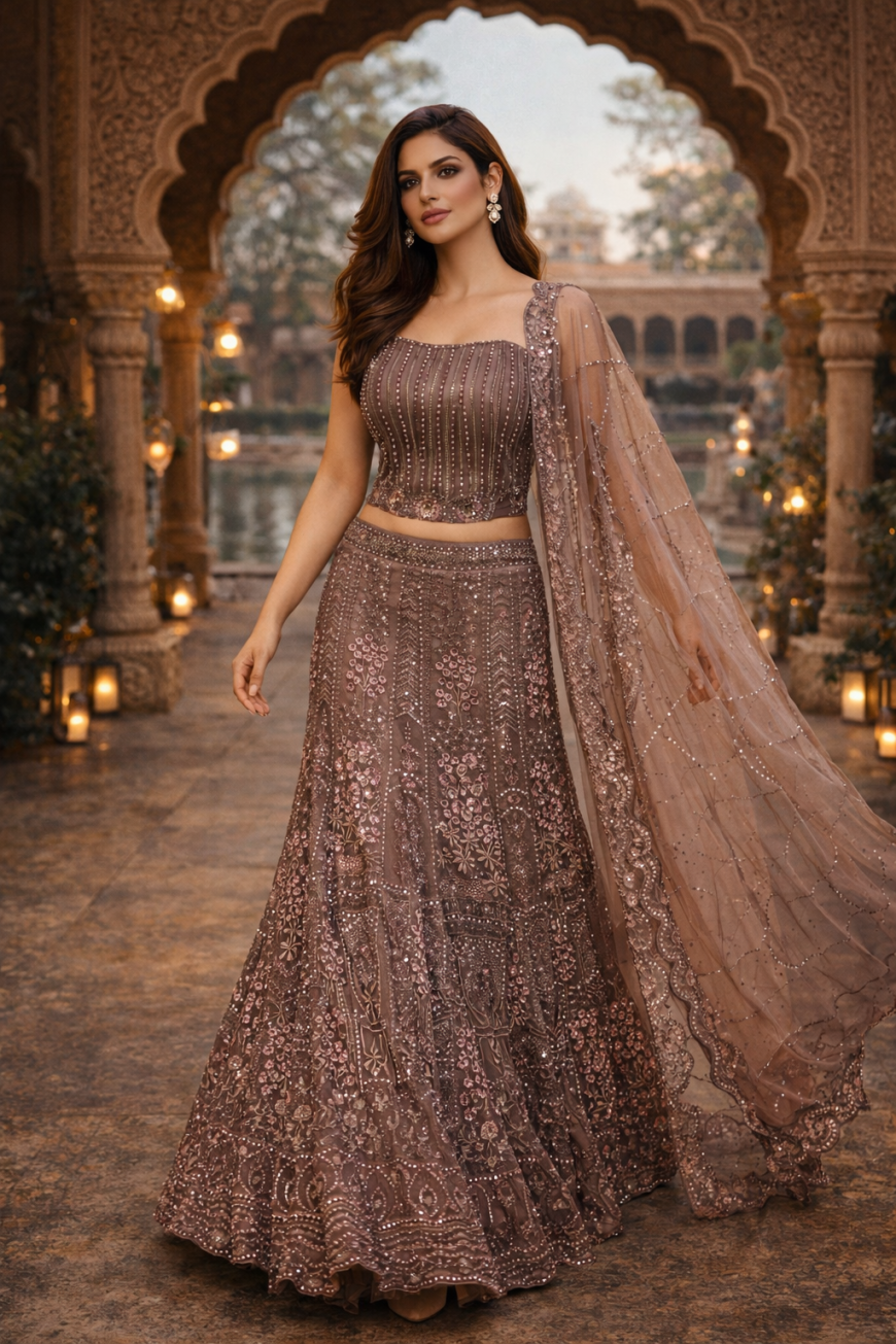 The Mocha Shimmer Lehenga