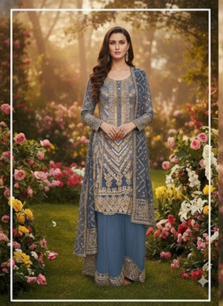 Blue Heavy-Work Sharara