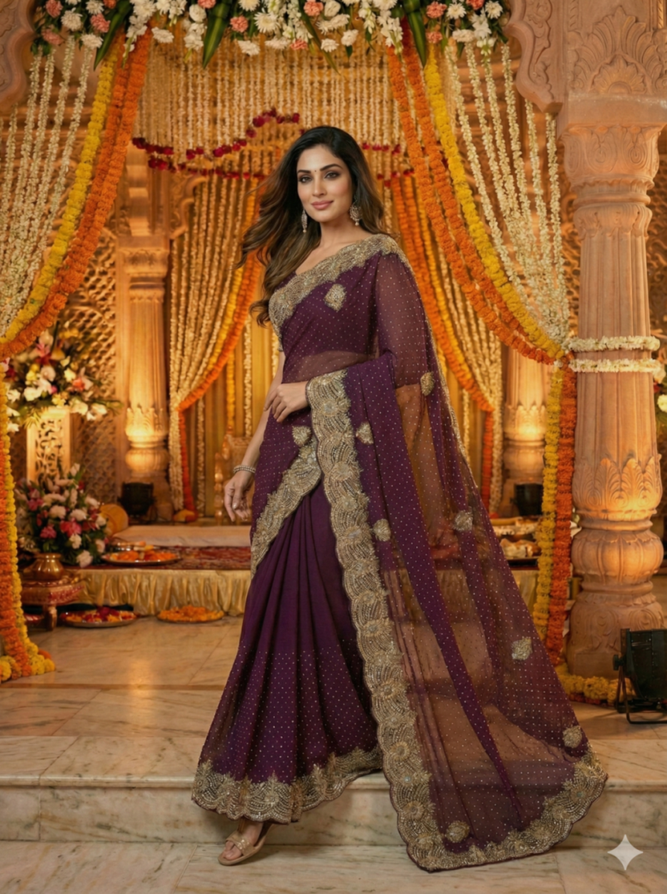 "The Mocha Majesty Saree"