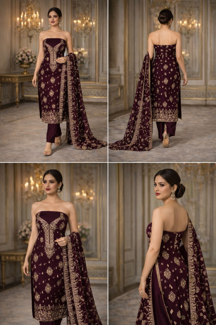 Fox Georgette Wine Regal Aura ⭐