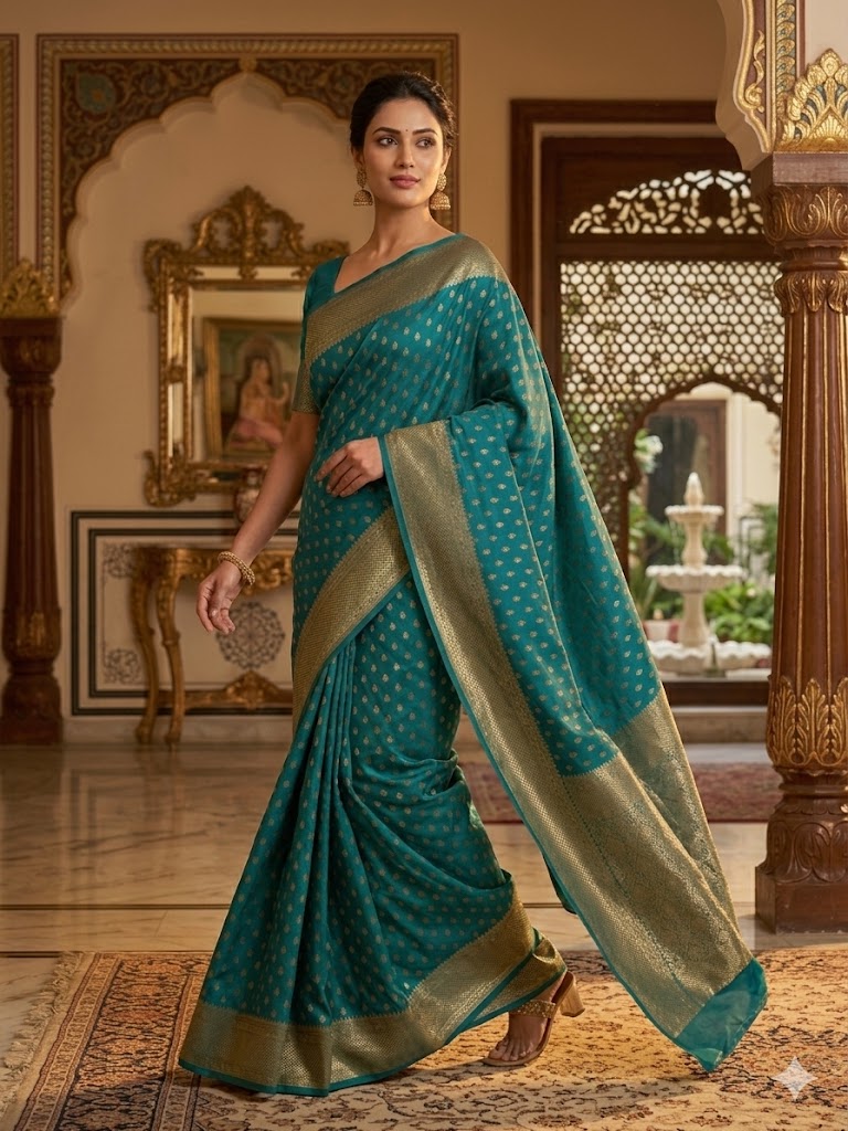 Midnight Ocean Heritage Saree