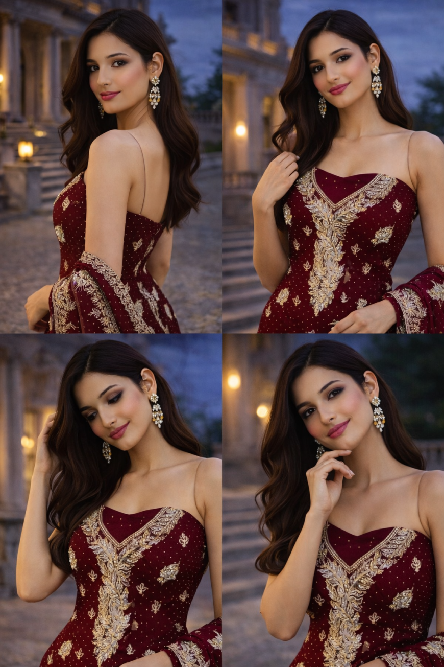 Fox Georgette Royal Dusk Crimson