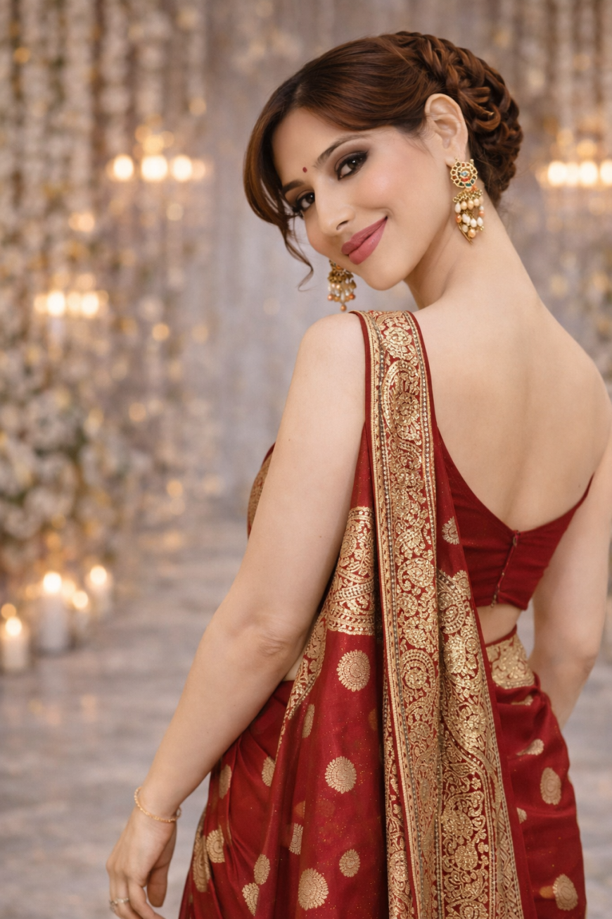 Red & Gold Coin Saree