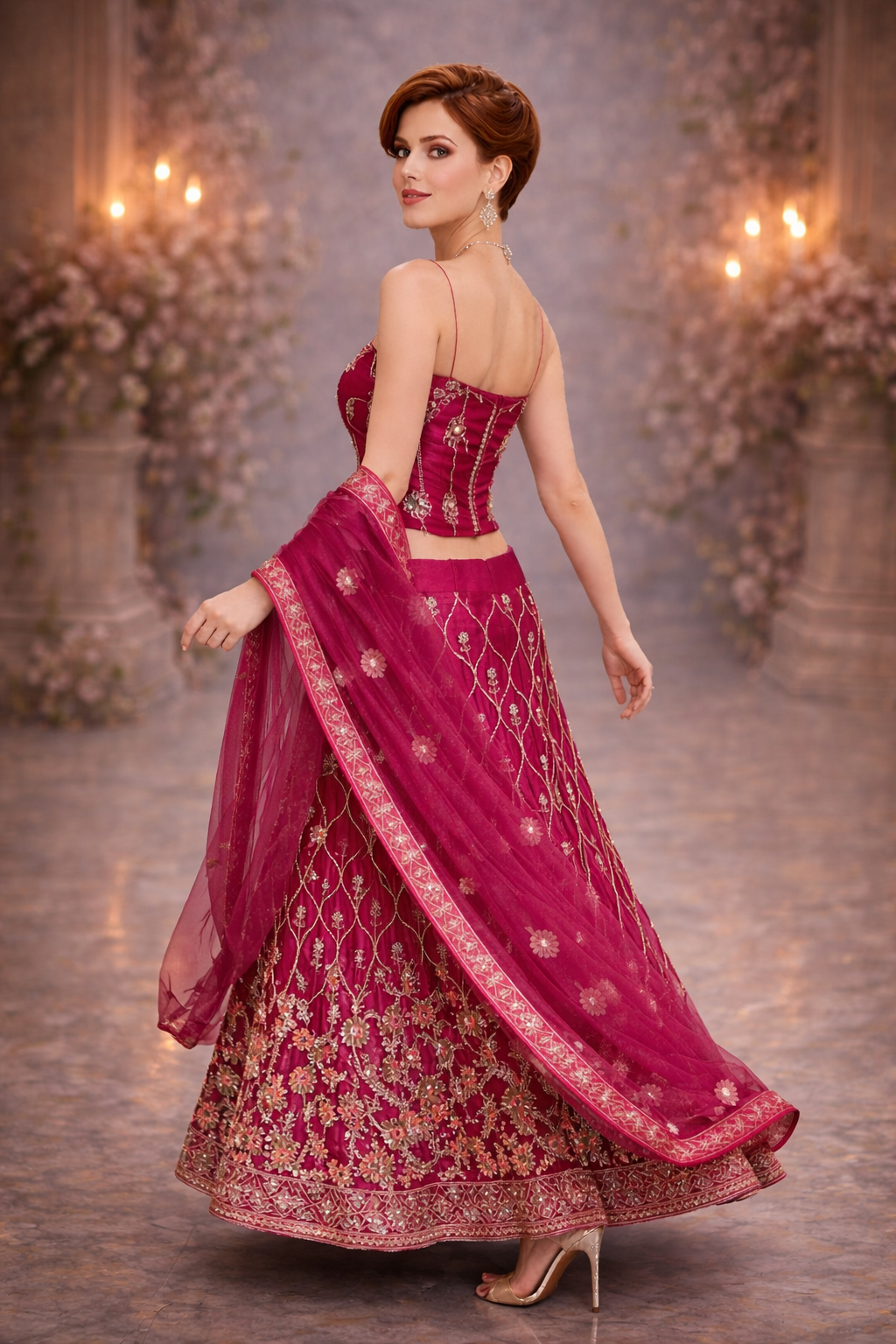 The Raspberry Romance Lehenga.