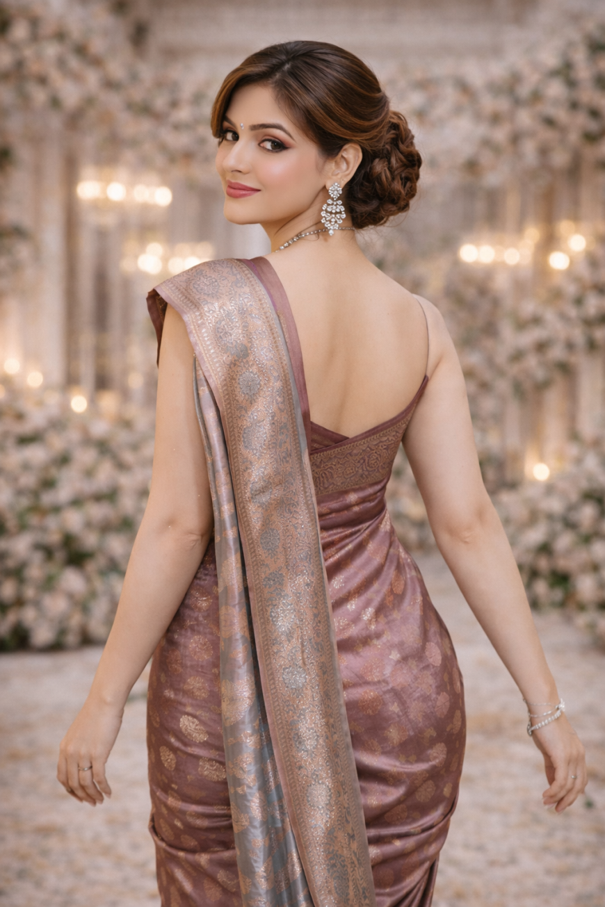 The Rose Gold Silk Saree