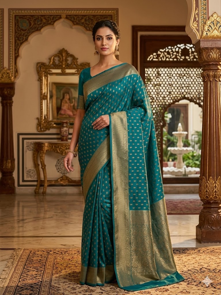 Midnight Ocean Heritage Saree