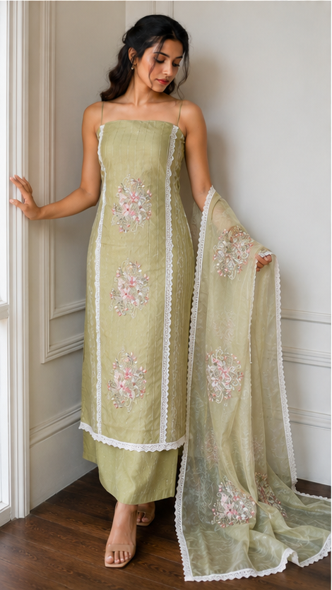 Embroidered Lime Green suit