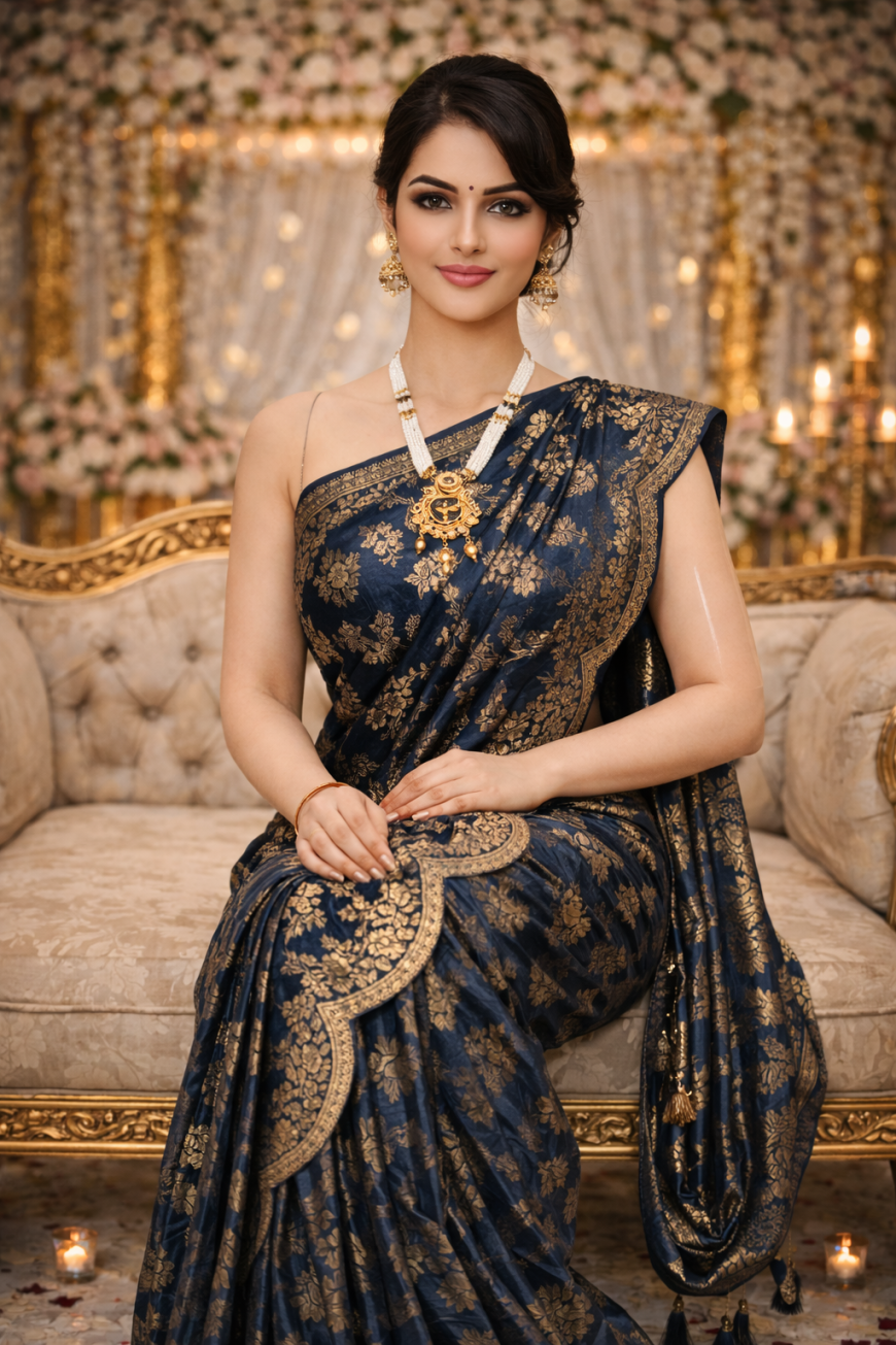 Navy Blue Banarasi Heritage