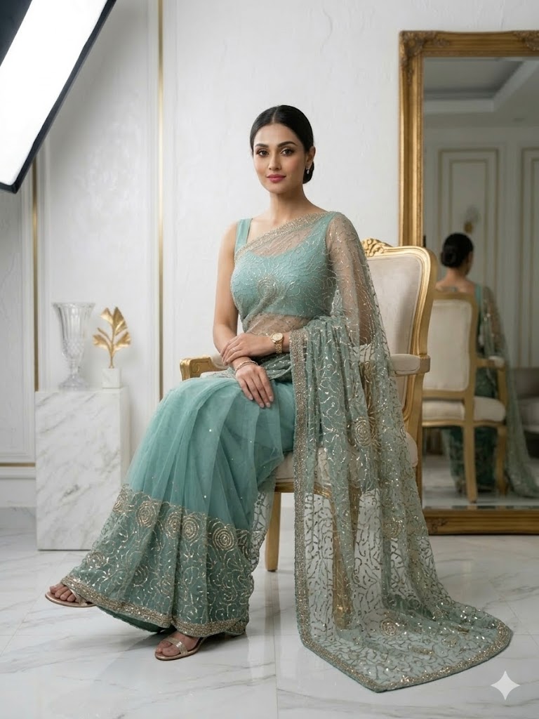 The Aquamarine Dream Saree