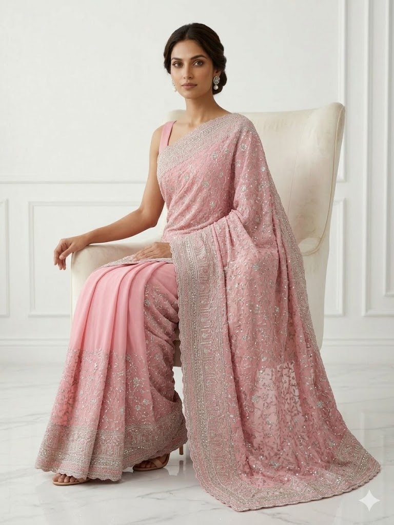 Frozen Rose Saree