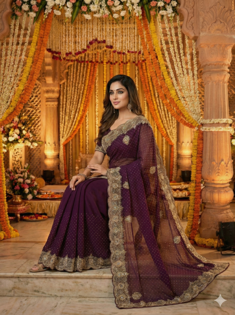 "The Mocha Majesty Saree"