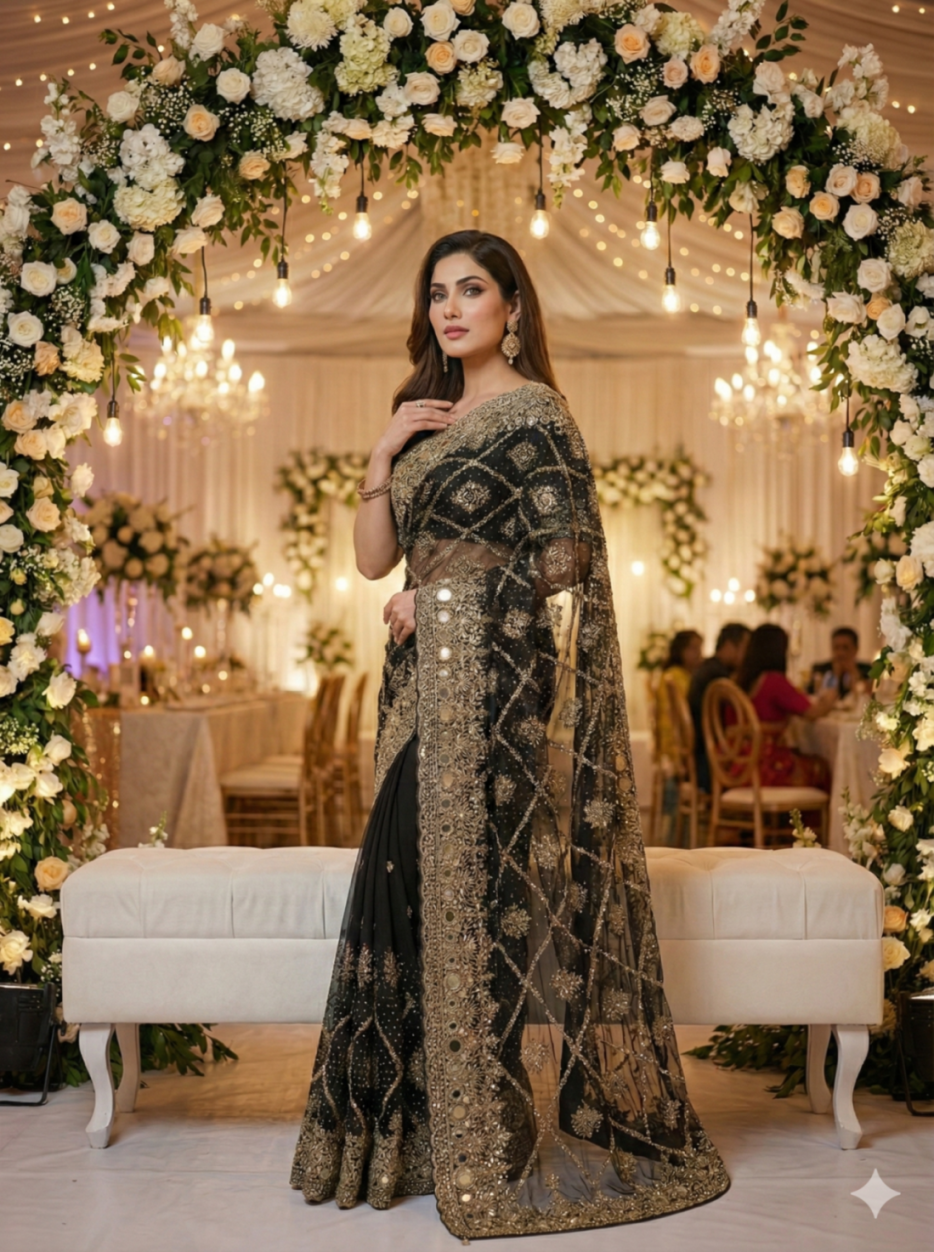 "The Midnight Diamond Saree"