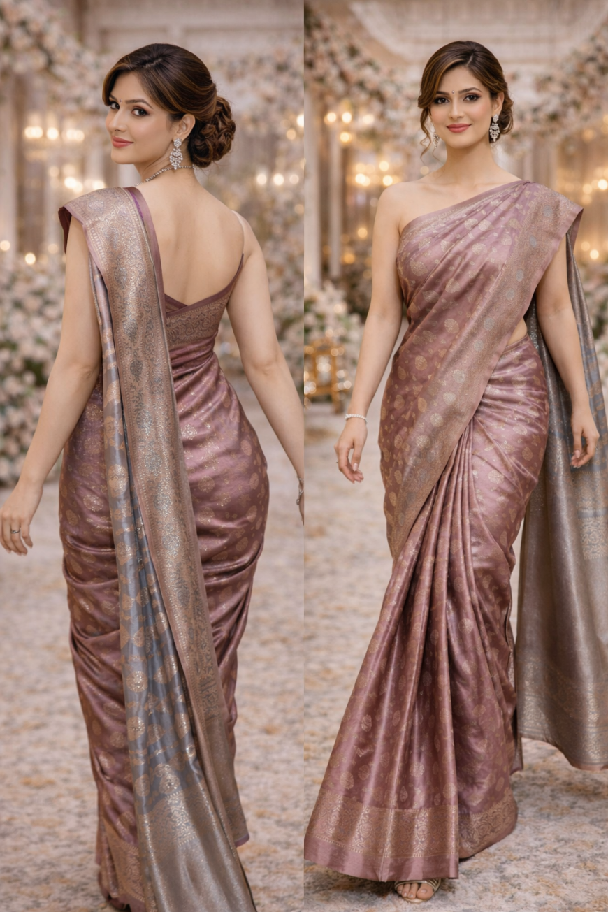 The Rose Gold Silk Saree