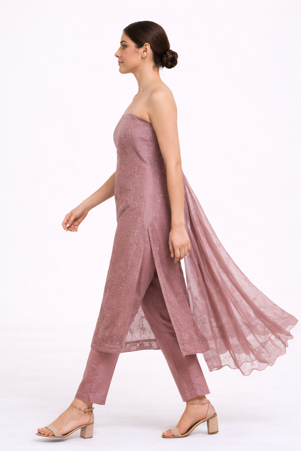 Dusty Rose Floral Embroidered Suit