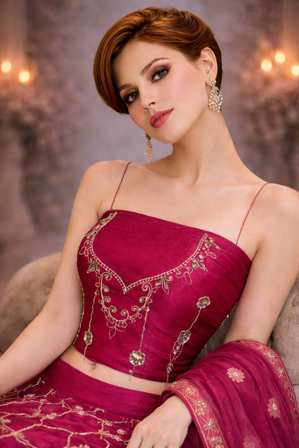 The Raspberry Romance Lehenga.