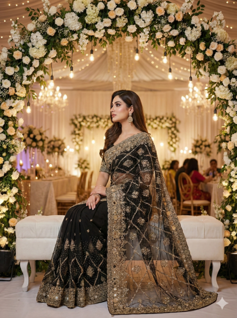 "The Midnight Diamond Saree"