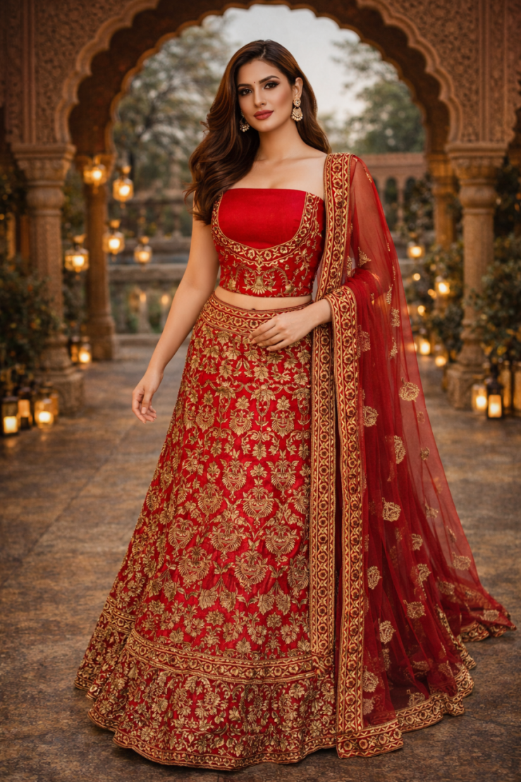 The Maharani Red Lehenga.