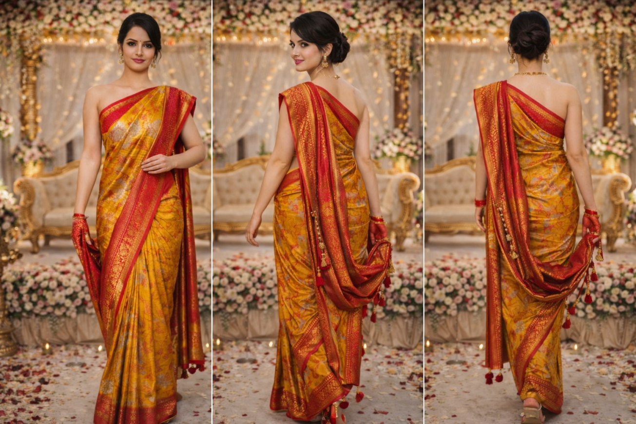 "The Golden Sunset Saree"