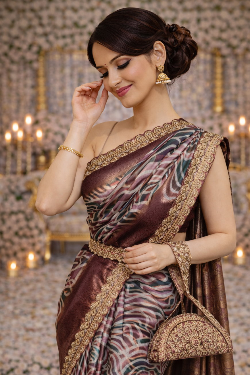 "The Wine Wave Saree"