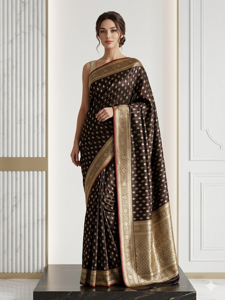 Ebony Kanjeevaram Silk Saree