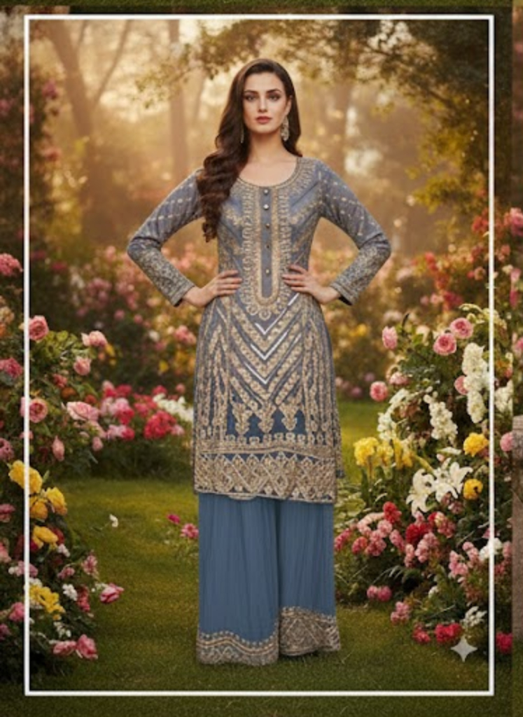 Blue Heavy-Work Sharara