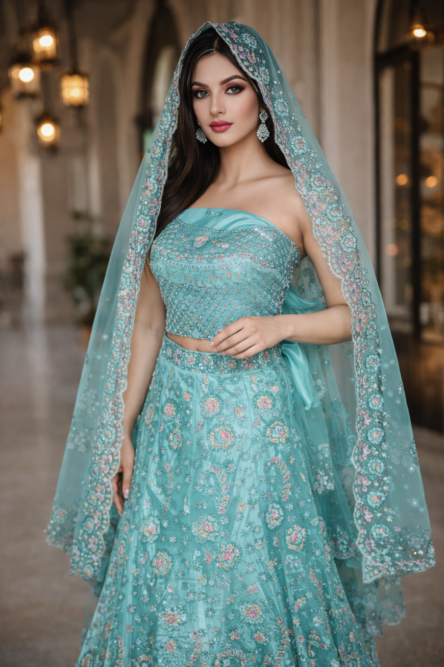The Aqua Bloom Lehenga.