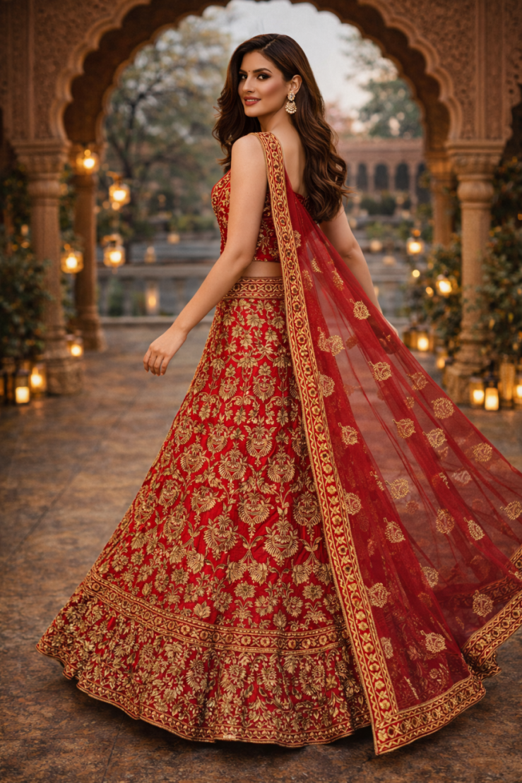 The Maharani Red Lehenga.