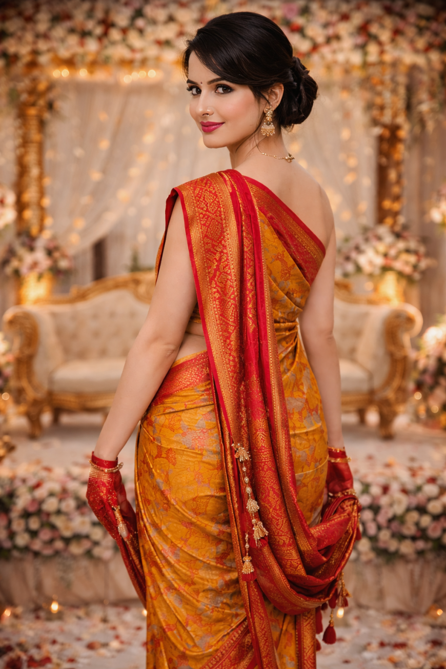 "The Golden Sunset Saree"
