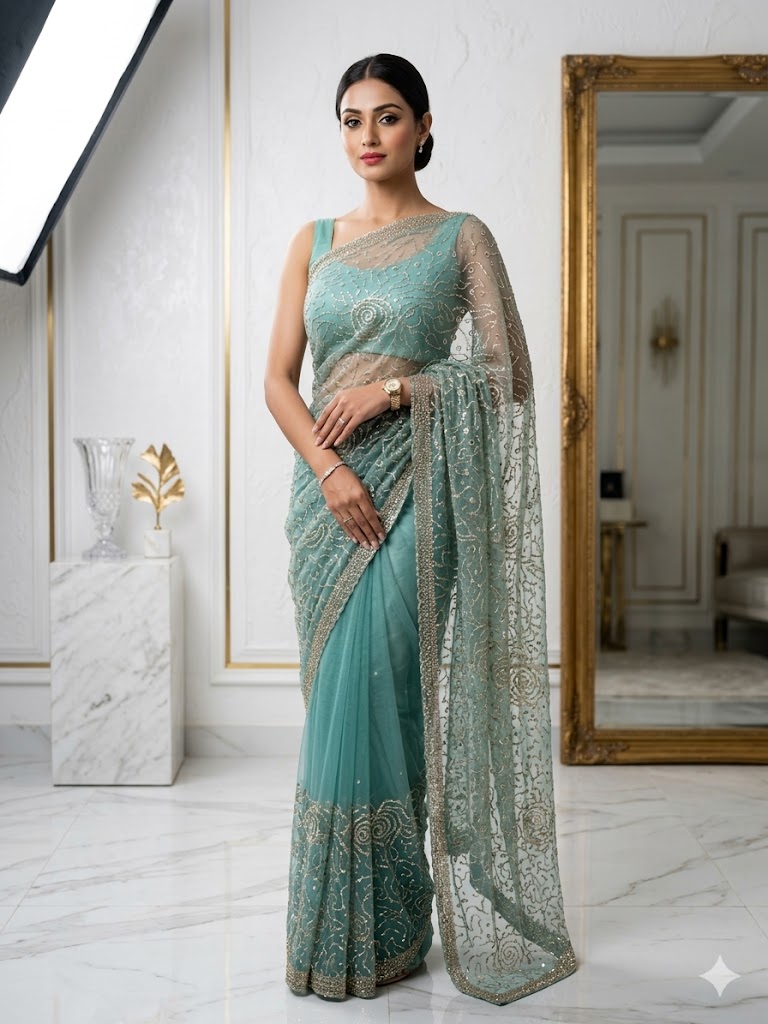 The Aquamarine Dream Saree