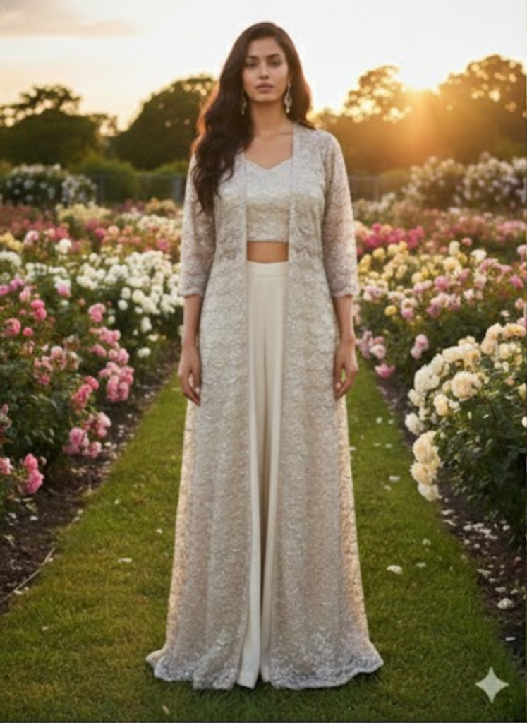 White Indo-Western: