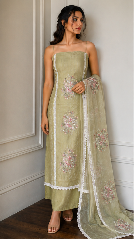 Embroidered Lime Green suit