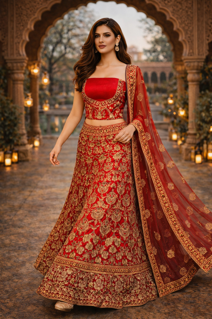 The Maharani Red Lehenga.