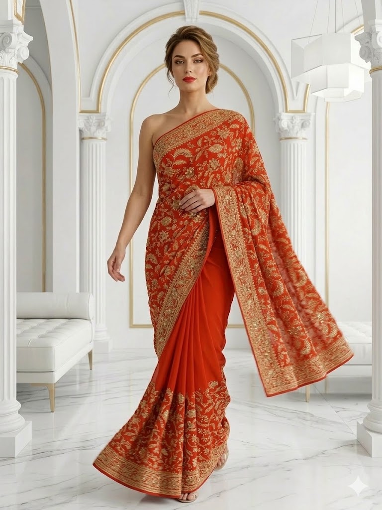 "The Imperial Zardosi Bloom"