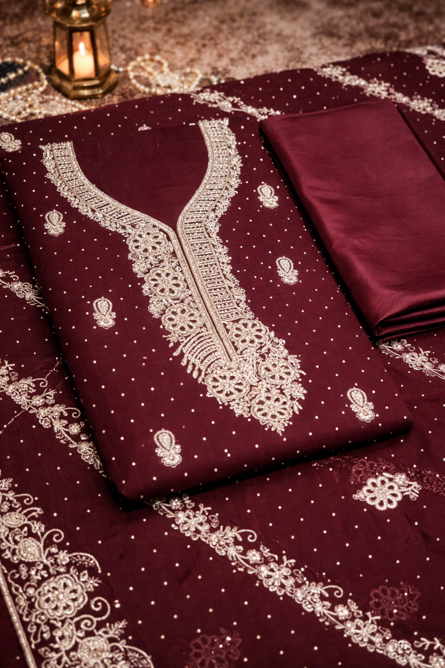 Fox Georgette Mehroon Shahi Royale