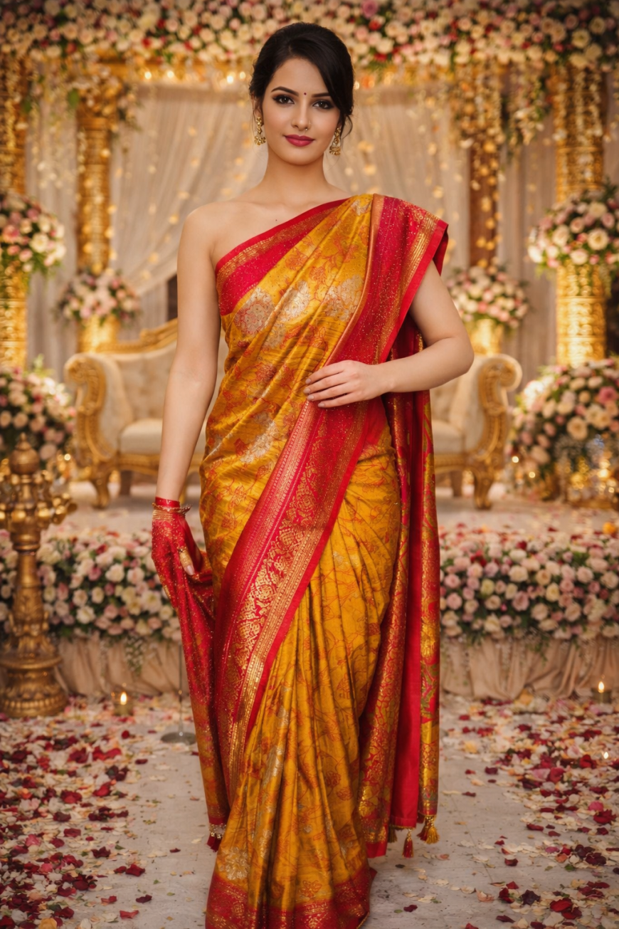 "The Golden Sunset Saree"
