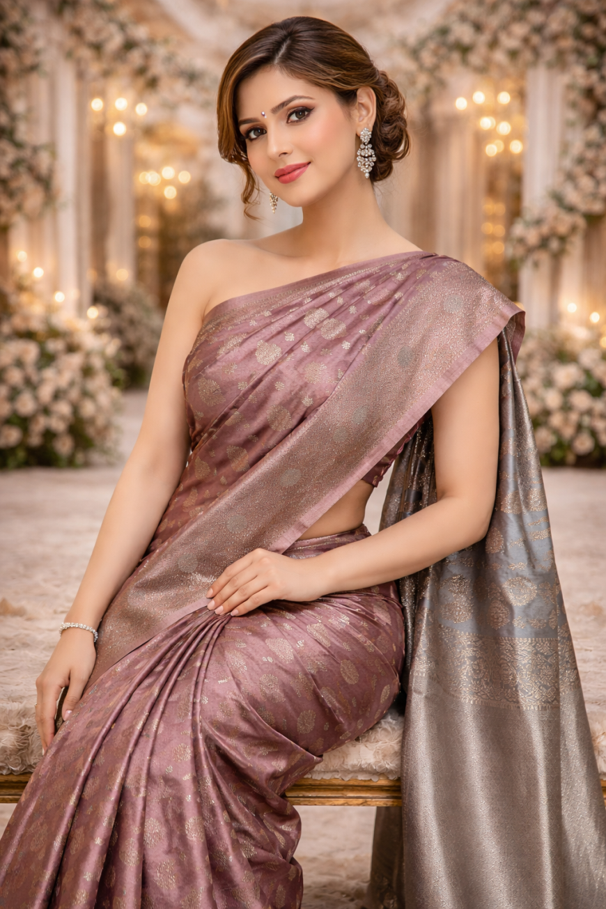 The Rose Gold Silk Saree