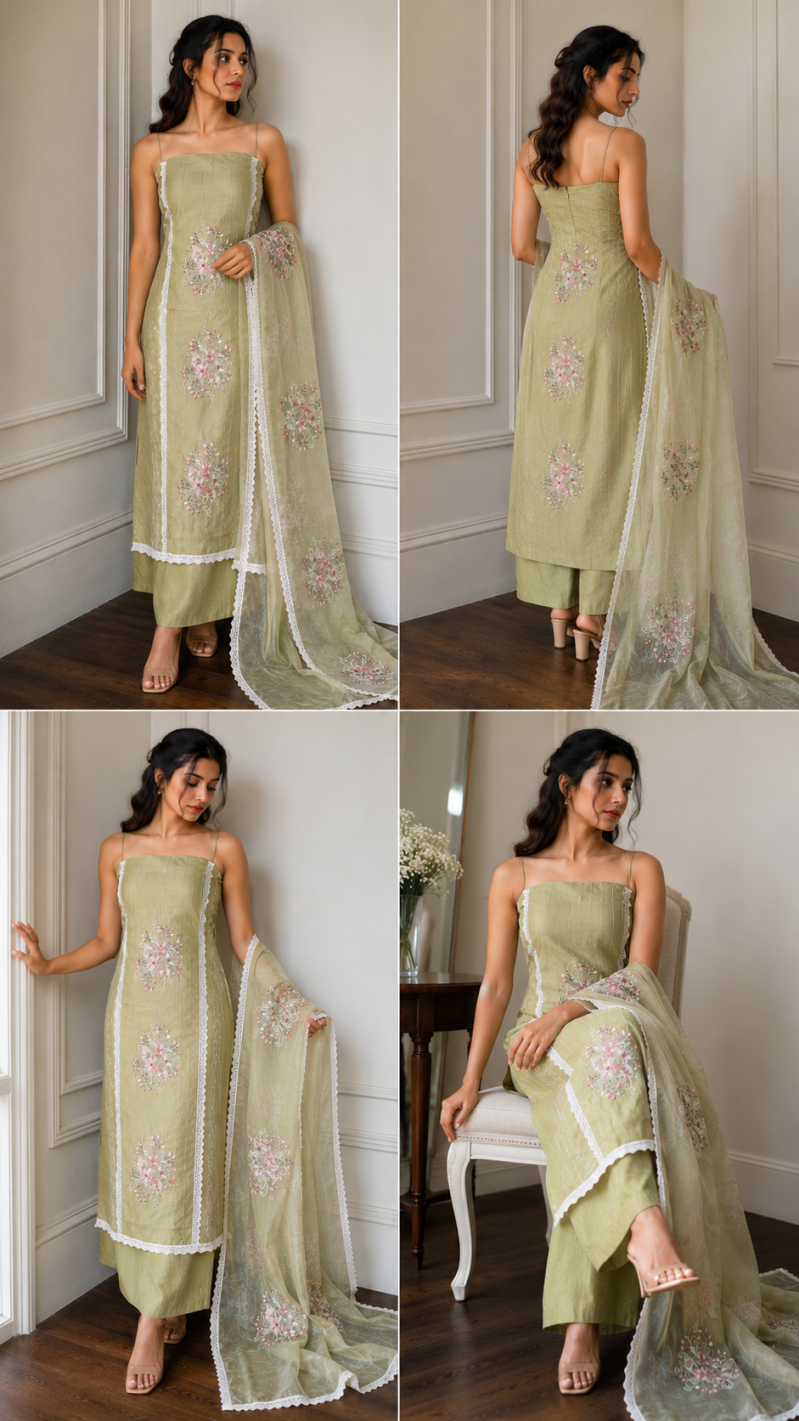 Embroidered Lime Green suit