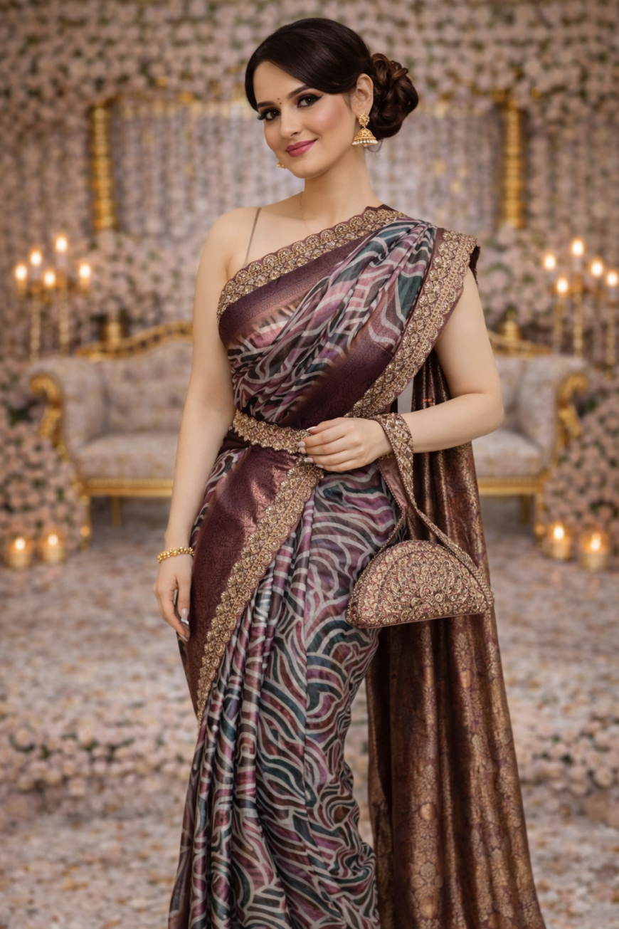 "The Wine Wave Saree"