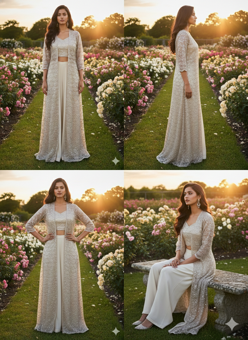White Indo-Western: