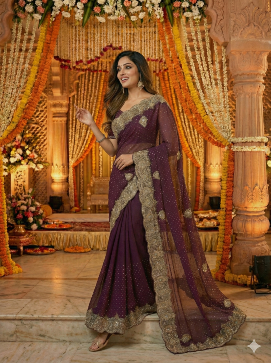 "The Mocha Majesty Saree"