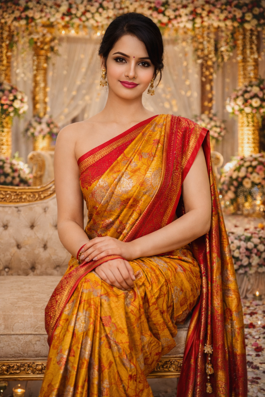 "The Golden Sunset Saree"