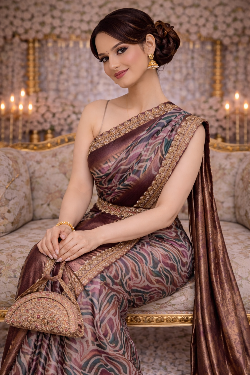 "The Wine Wave Saree"