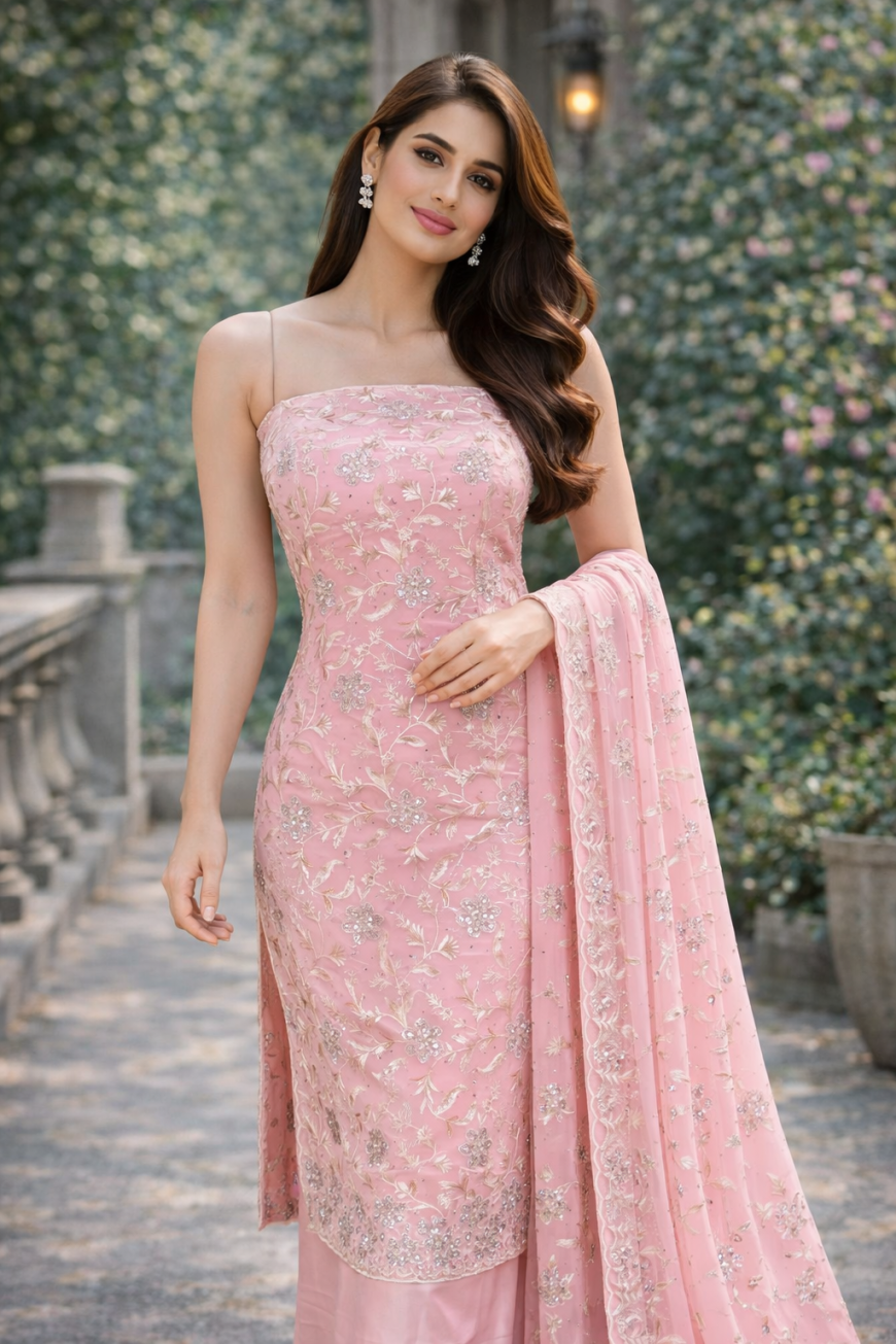 Fox Georgette Begum Rose Elegance
