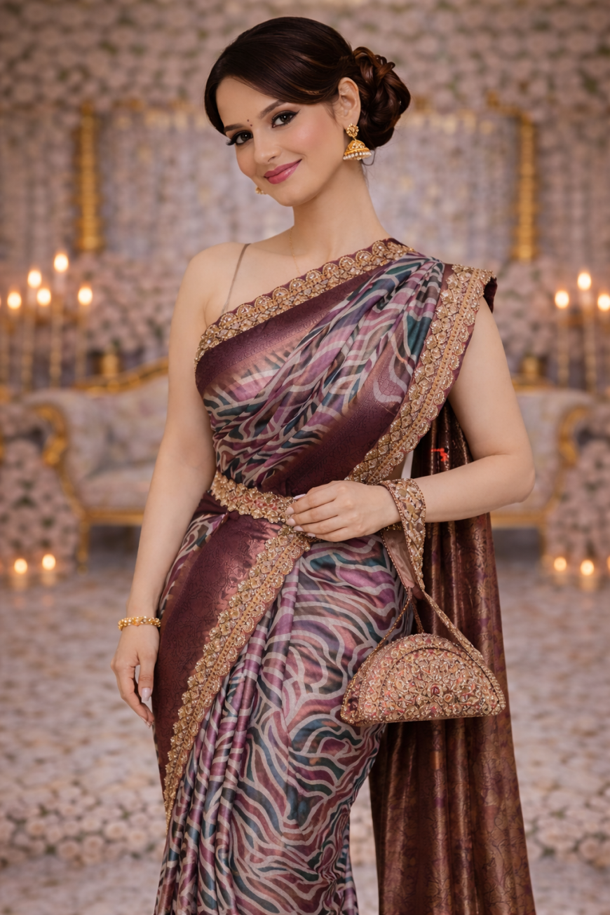 "The Wine Wave Saree"