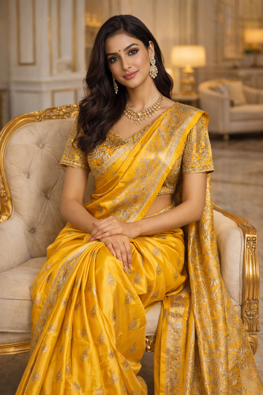 Golden Bloom Heritage Saree