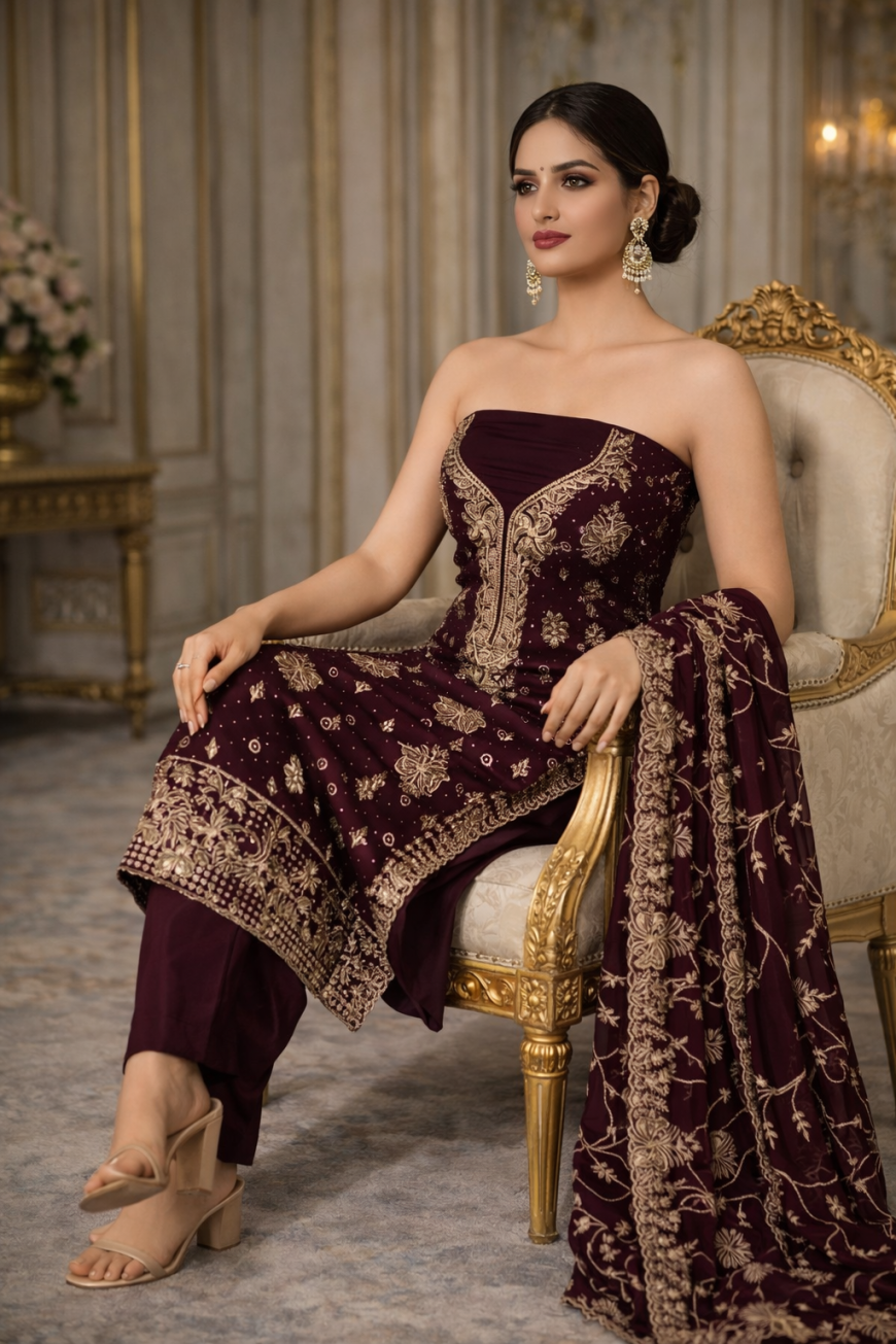 Fox Georgette Wine Regal Aura ⭐